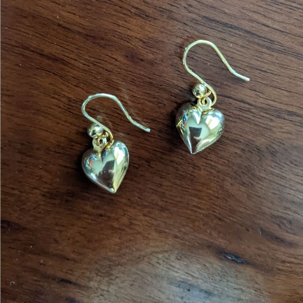 Gold Heart Earrings - Picture 6 of 7